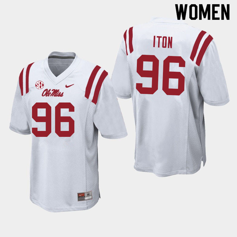 Women #96 Isaiah Iton Ole Miss Rebels College Football Jerseys Sale-White - Click Image to Close